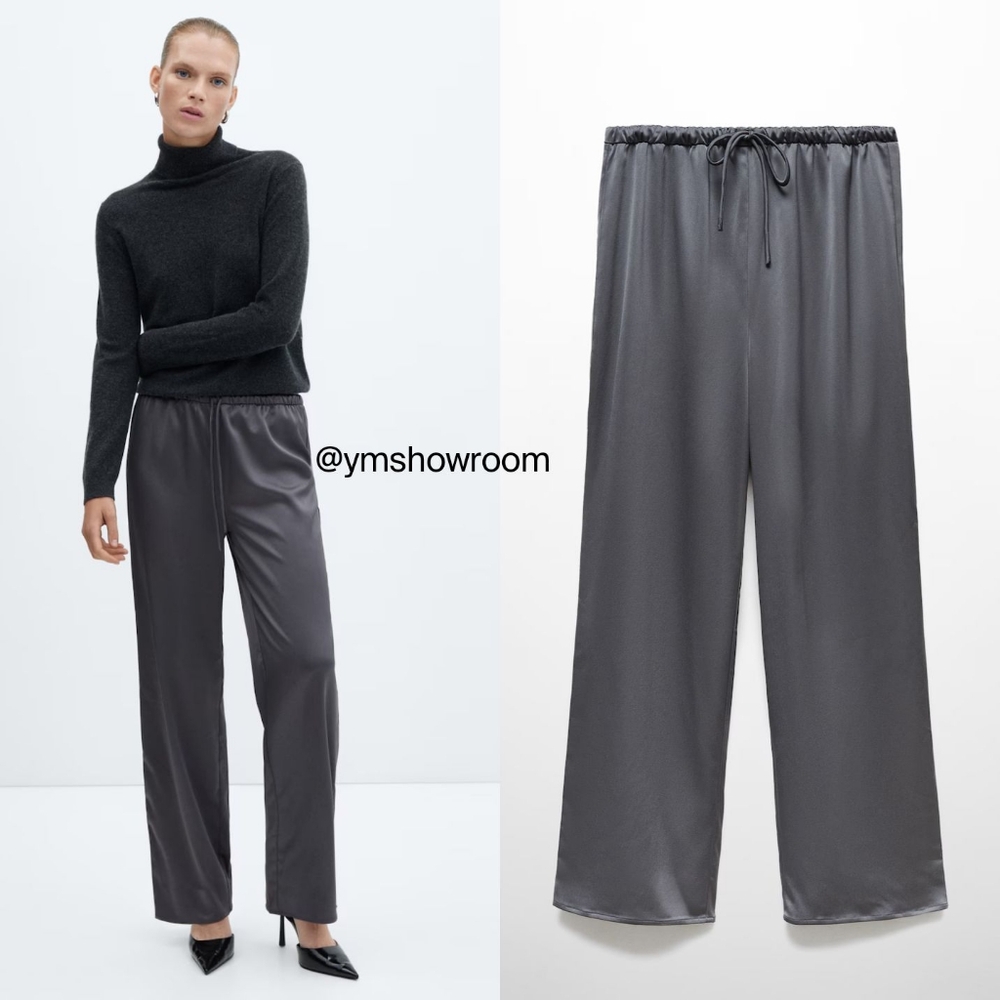Mango Gray Satin Pants